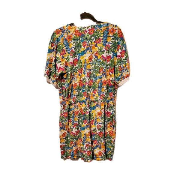 VINTAGE 1980s VICTORIA SPORT Med Cotton Romper Travel Beach Pattern Colorful - Picture 6 of 6